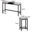 Table de salle à manger longue et 3 tabourets gris et noirs, tabouret suspendu gain de place, structure métallique à panneaux pour cuisine moderne avec tabourets noirs, style élégant