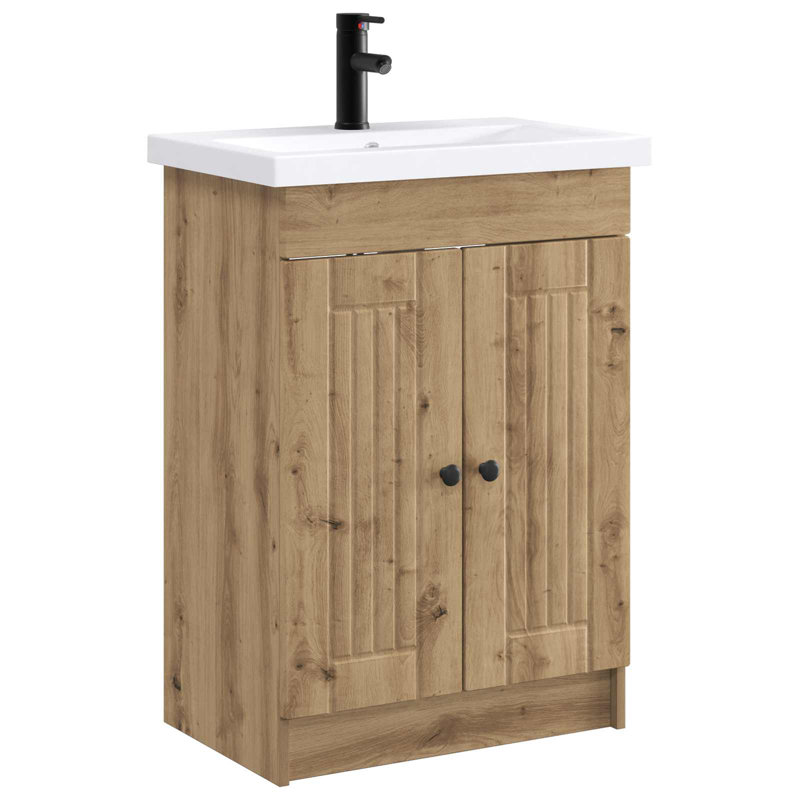 Vanity & Mirror Set, Artisan Oak