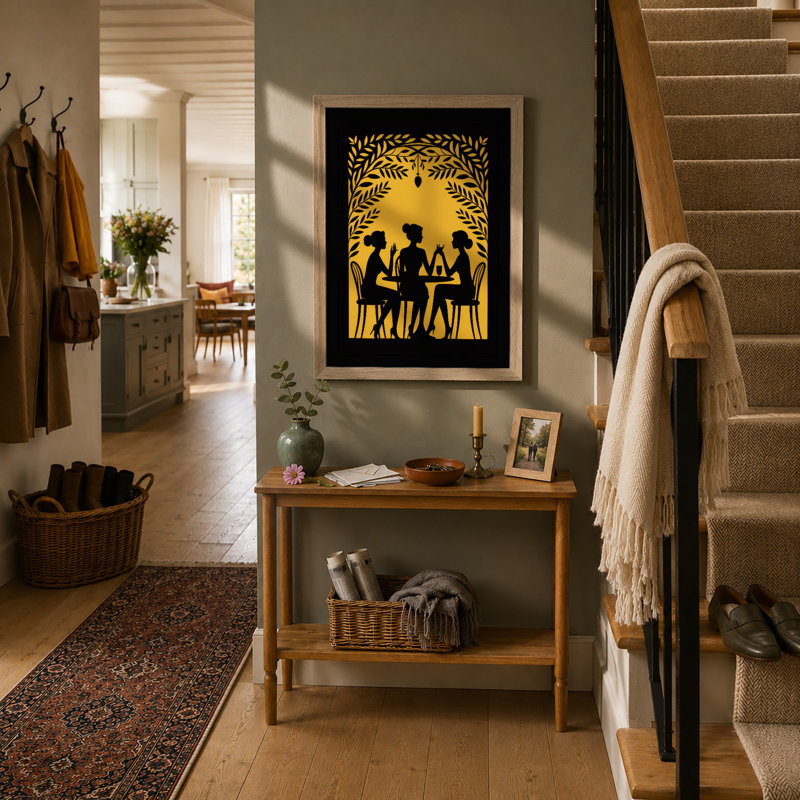 Gathering In Gold Art Deco - Print, Walnut, A4 - 29.7 x 21.0 cm