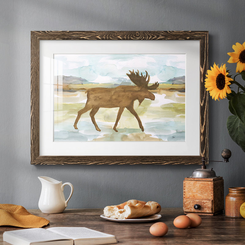 Mountain Moose - impression d'un cadre photo, H 28 po x l 42 po x P 1,5 po, Noyer