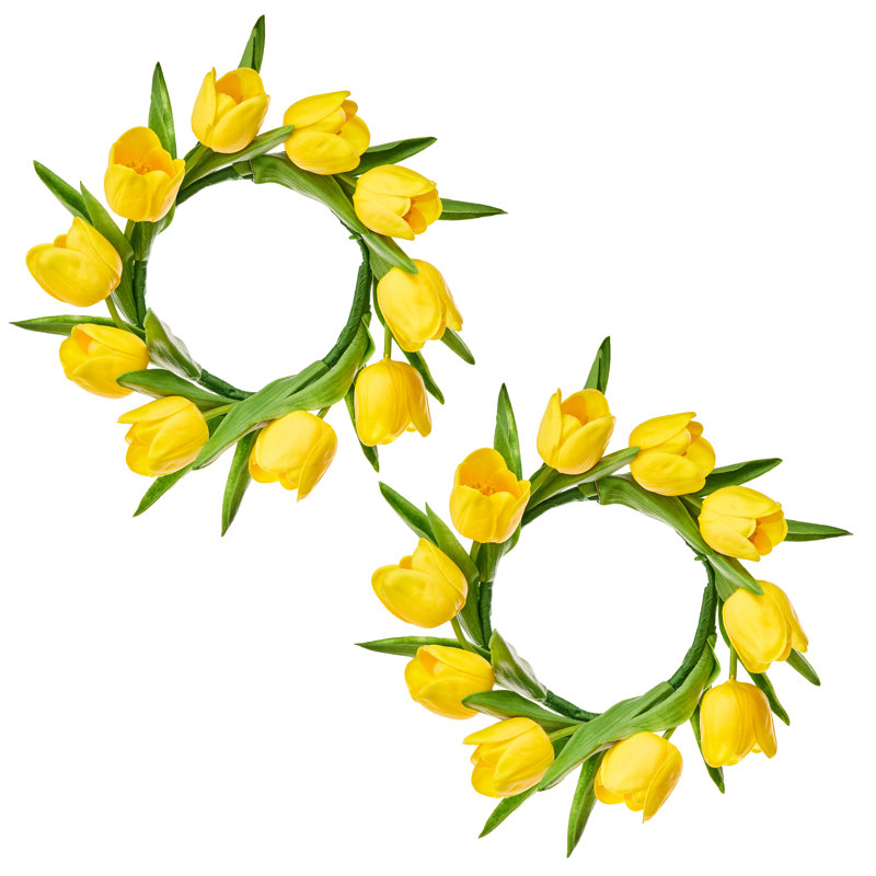 Anneau de bougie 11 "Pu Tulip, Jaune