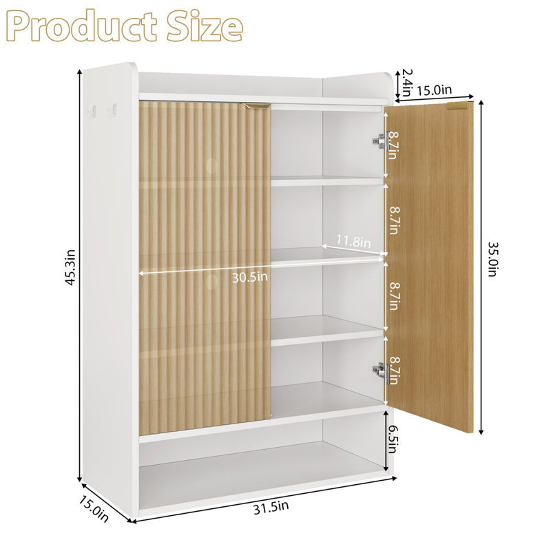 45"*31"*15" Extra Deep Fluted Shoe Cabinet