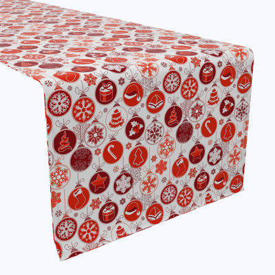 Ekenechukwu  Table Runner, 100% Cotton, Red Holiday Ornaments