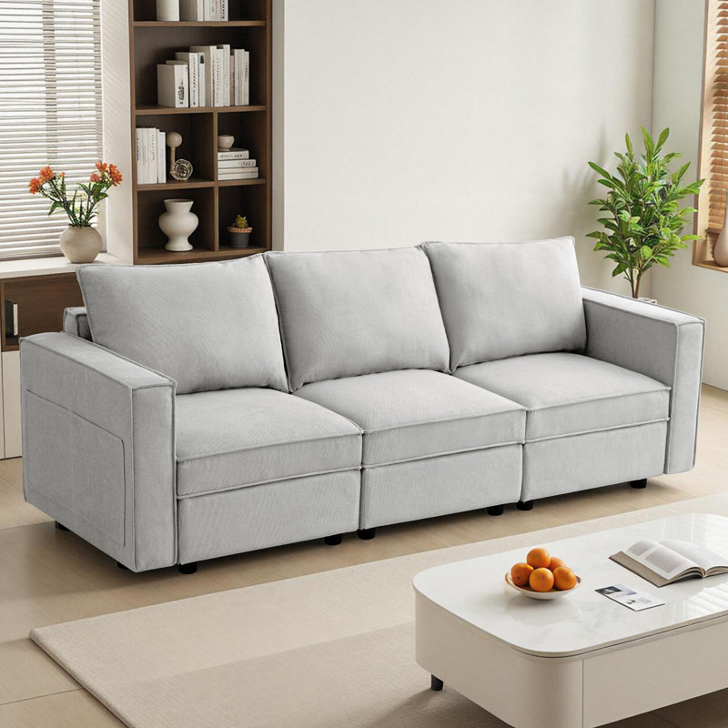 Canapé modulaire avec rangement pour sièges, Gris
