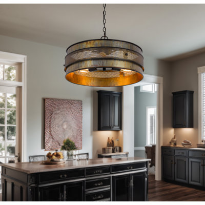 60W x 3 Meleze metal drum chandelier