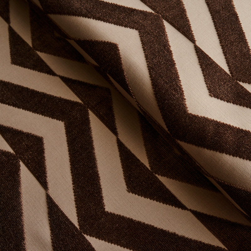 Tissu en velours Schumacher x Miles Redd, Brun / brun clair