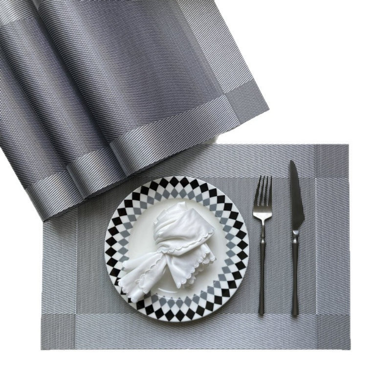 Ensemble de 4 napperons de table de salle à manger imperméables et isolants, Gris clair