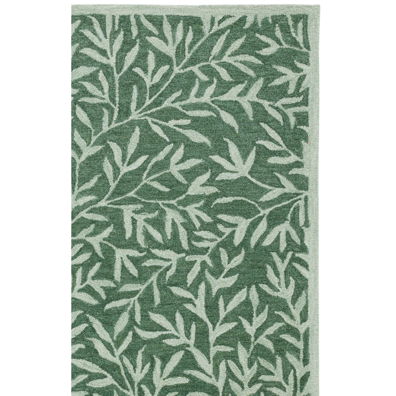 Jalayiah Hand Tufted Wool/Cotton Floral Rug in Green, Runner 2'3" x 13'