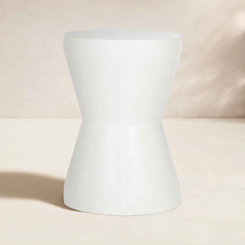 Table d'appoint ronde en béton l 12,2 po Zenni, Ivoire