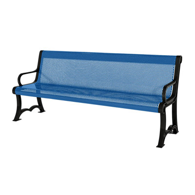 Banc, bleu clair texturé, perforé, 122 cm, avec dossier, portable