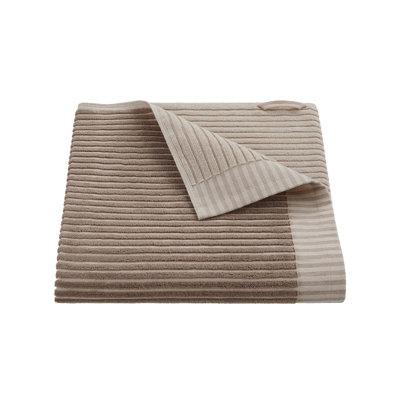 Joss & Main Sculpted Stripe Light Blue Bath Towel