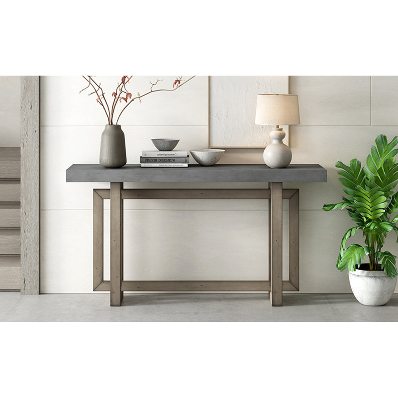 59.1'' Painted Entryway Table With Pine Veneer,Unique Triple Rectangle Design Console Table With Thick Pine Wood Legs,Extra Long Sofa Table Versatile For Hallway, Living Room,Kitchen
