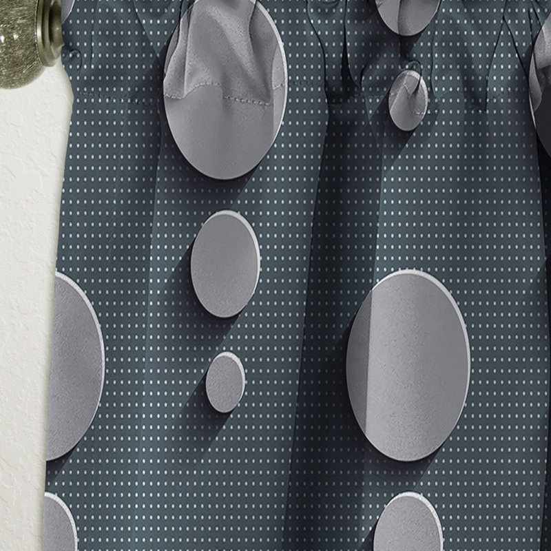 3D Circles Abstract Technology - Geometric Mid-Century Modern Blackout Curtain Single Panel, 52" W x 90" L