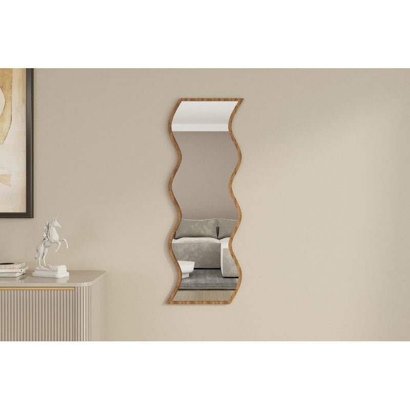Wavy Wall Mounted Accent Mirror, Brown
