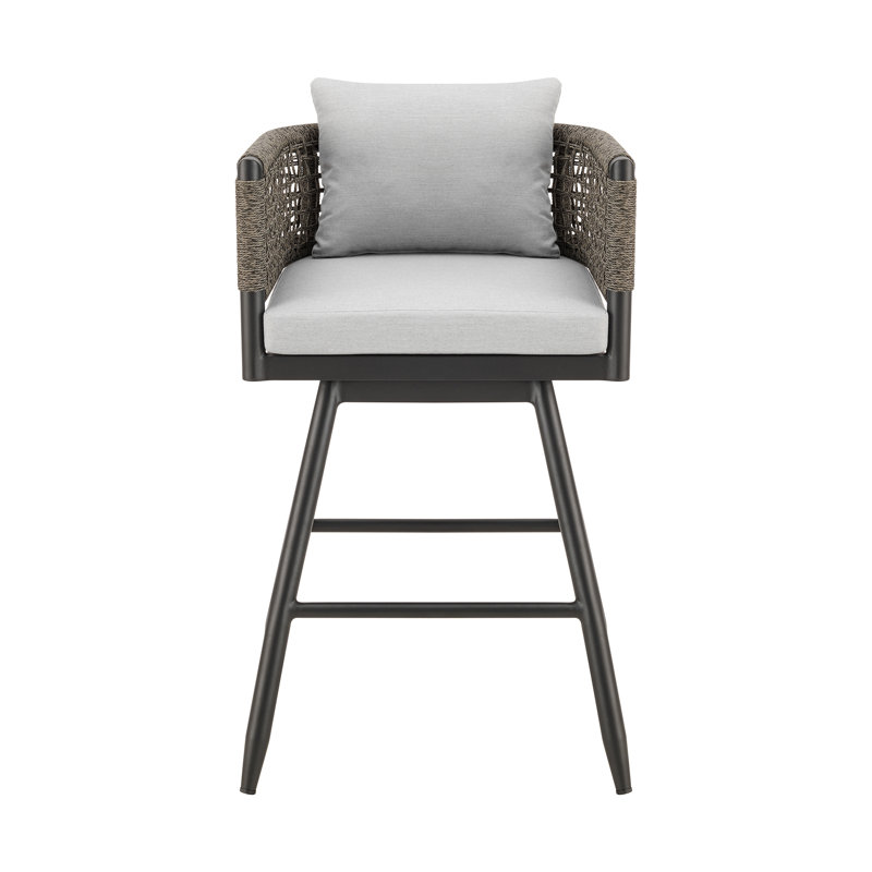 Haimes Metal Outdoor Stool with Cushion, 30"