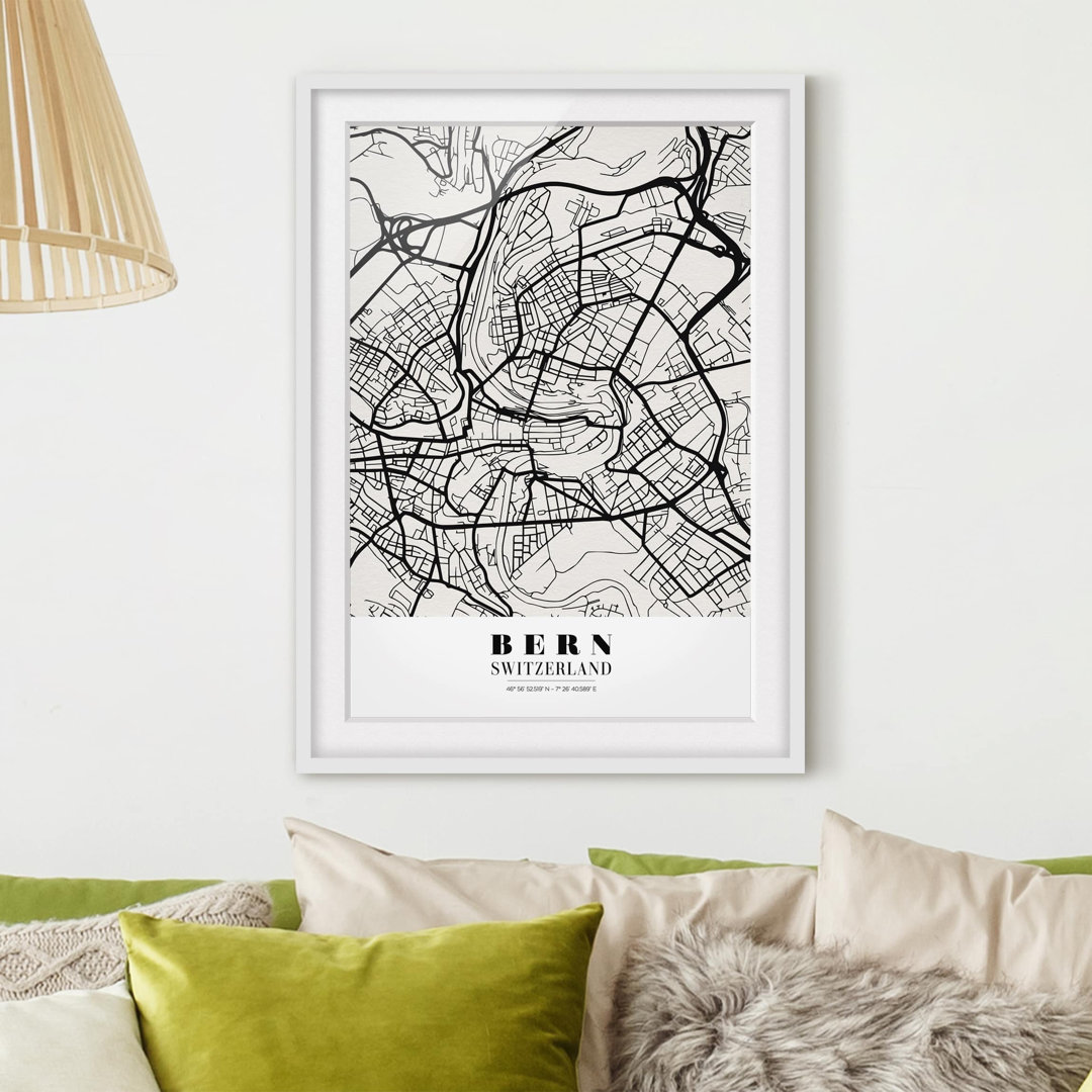 Gerahmtes Poster Bern City Plan - Classic