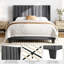 Upholstered Bed Frame with Channel Tufted Headboard-77082535-77082534