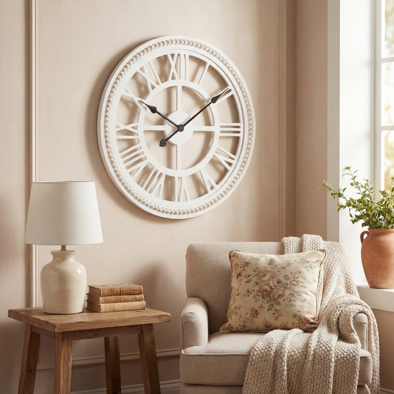24" Wood Beading Decor Wall Clock