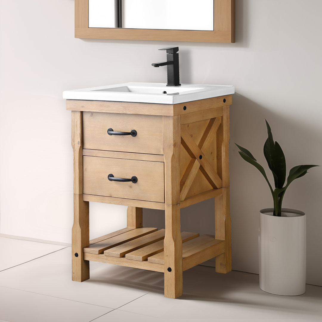 Barron 24'' Single Bathroom Vanity with Porcelain Top Lark Manor™
