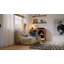 Cream Plush Fabric Two-Seater Armchair, 130cm Soft Curved Shape with High-Density Foam, No Internal Frame-1705437635