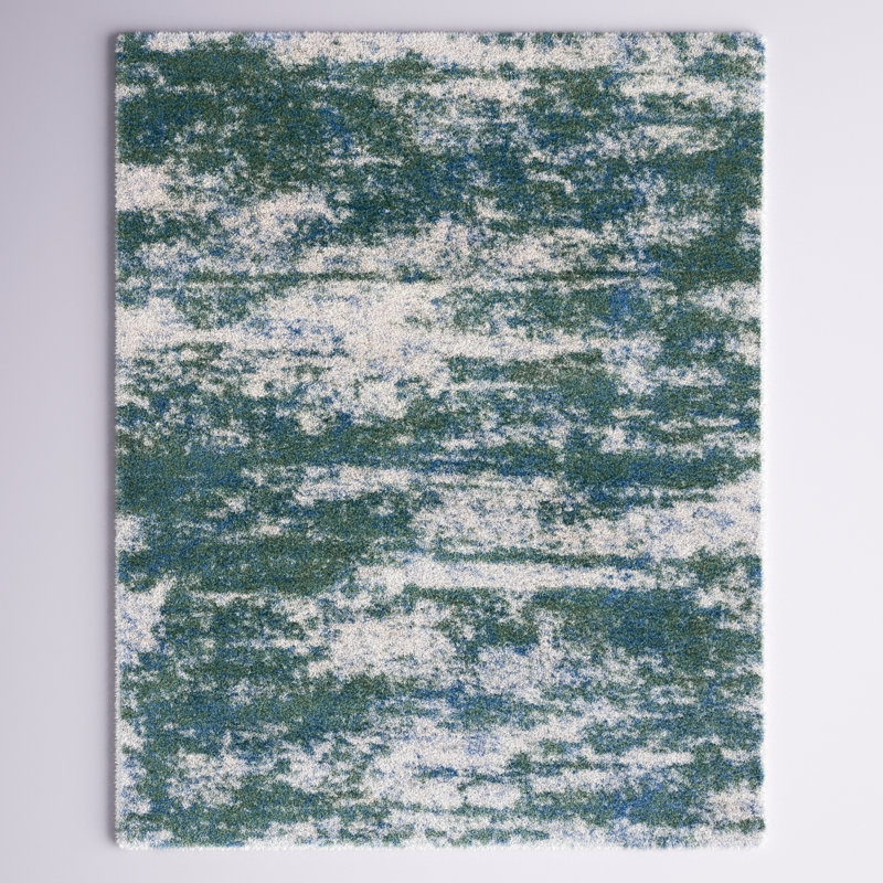 Tapis abstrait vert / beige Difiore, Rectangle 8 pi x 10 pi