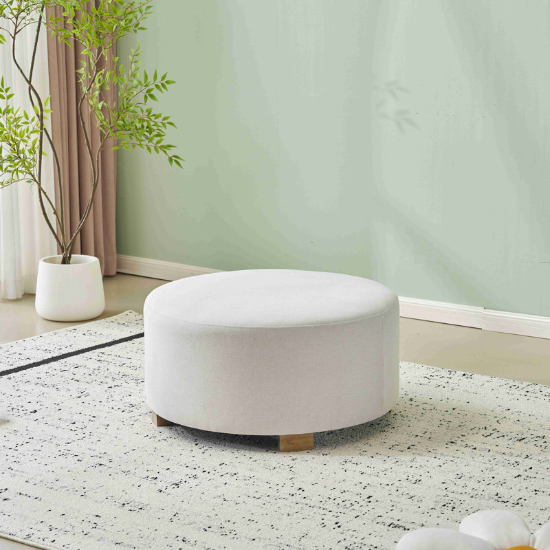 Repose-pieds rond en tissu avec pieds en bois, repose-pieds minimaliste moderne
