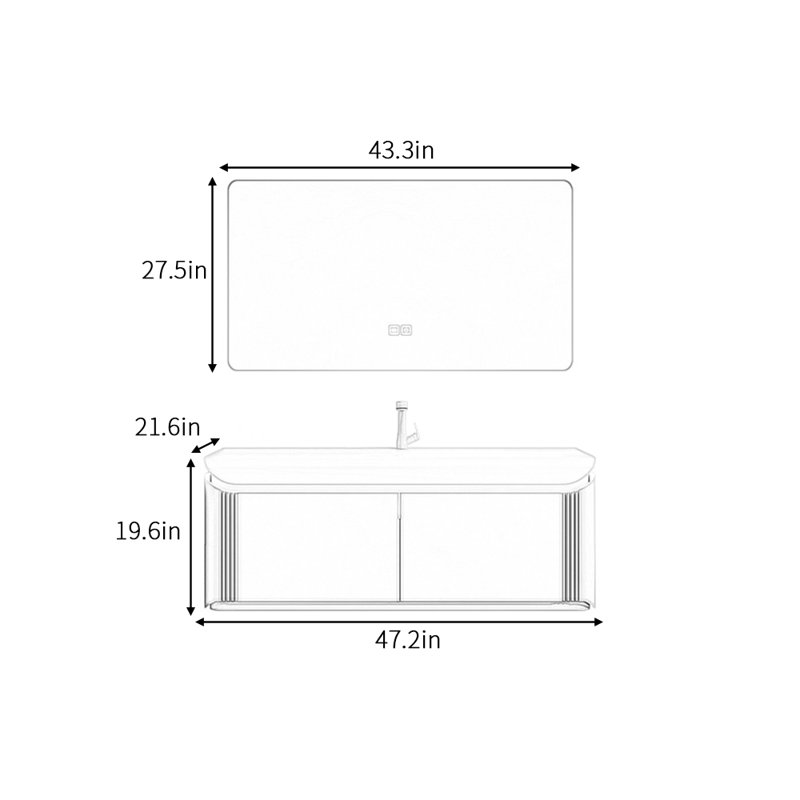 Light luxury minimalist bathroom cabinet, 19.6" H x 47.2" W x 21.6" D, Vert olive