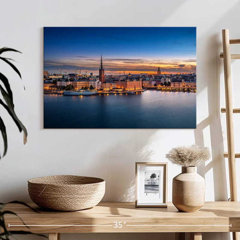 Marchelle, Stockholm, coucher de soleil, horizon, H 16 po x l 24 po