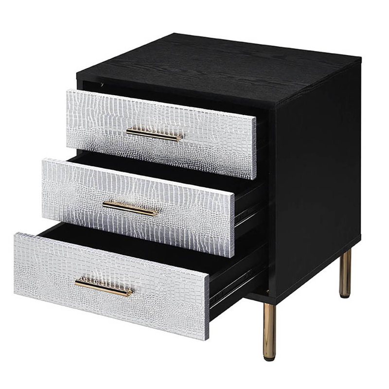 Table de bout Table de chevet moderne, Blanc/Noir