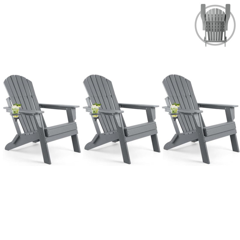 Foldable Outdoor Adirondack Chair, Gray