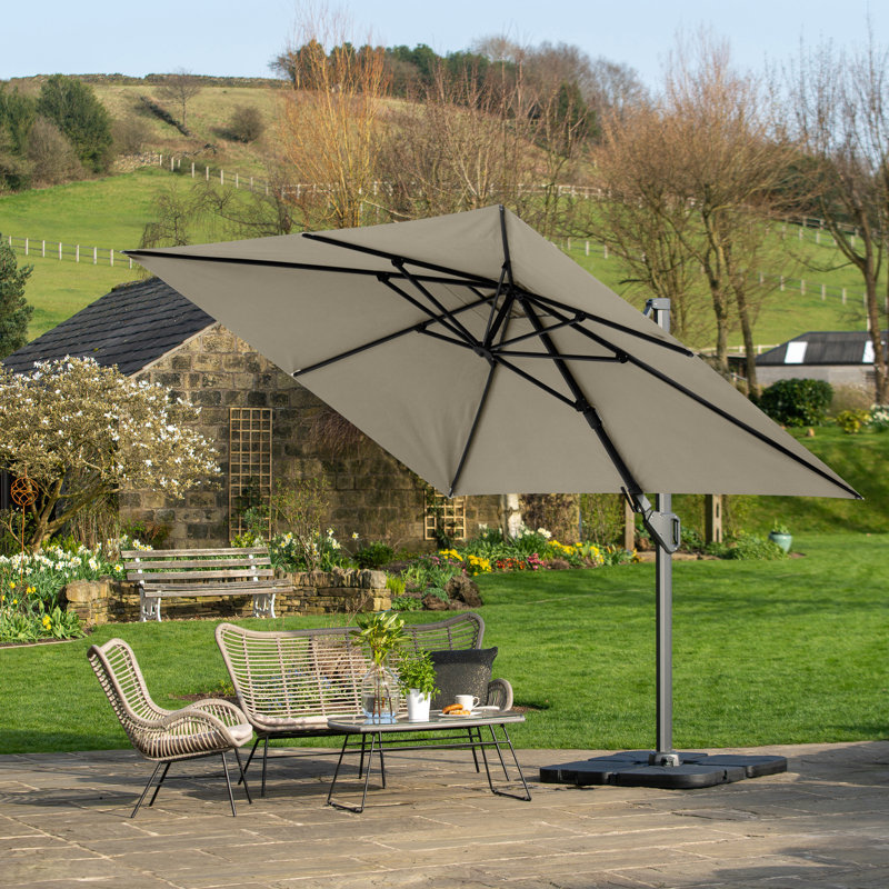 Batson 350cm X 260cm Rectangular Cantilever Parasol, Champagne, Black