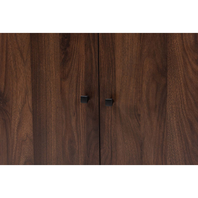 Brighton 8 Pair Shoe Storage Cabinet, Walnut, Bottom Shelf