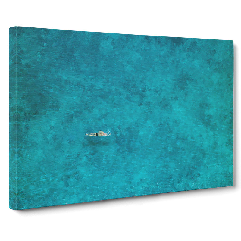 Swimmer In The Sea - Wrapped Canvas Print, 35cm H x 60cm W x 3cm D