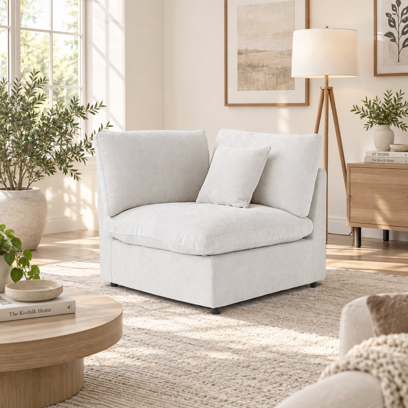 Chaise d'angle rembourrée en lin avec revêtement