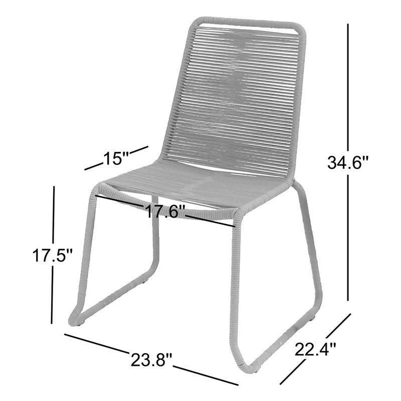 Neil Set of 4 Outdoor Dining Chairs - Stackable Patio Chairs with Rope Weave - Rust-Resistant Metal Furniture, No Assembly