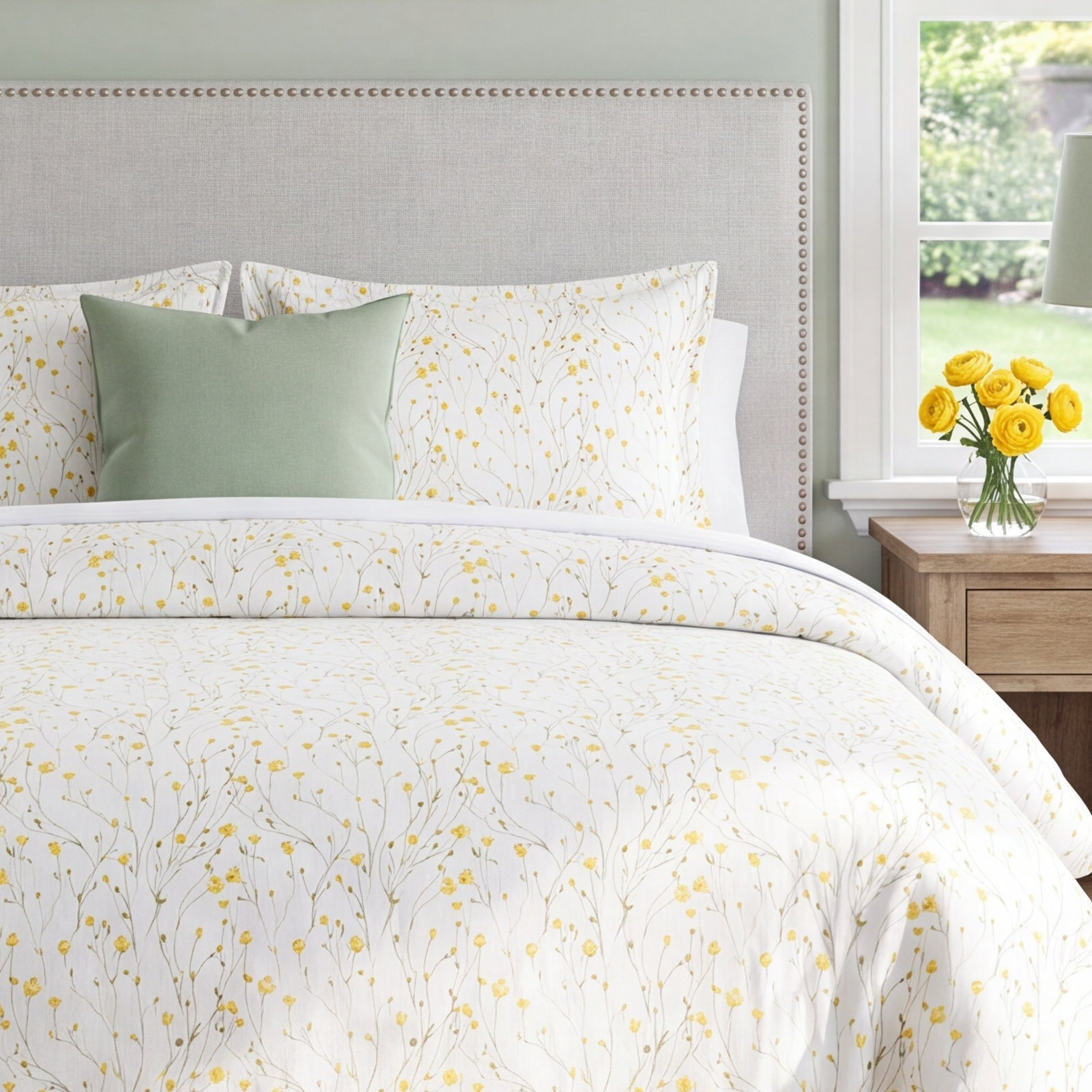 Adline Cotton Duvet Cover Set, Twin Duvet Cover + 1 Standard Sham