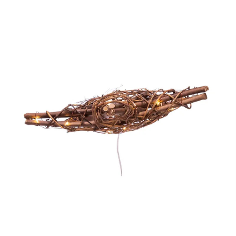 Natural Rattan Star Tree Topper with Warm White Fairy Lights