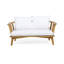 Causeuse d'extérieur en bois avec coussins - blanc / teck - l 55,50 po x P 27,00 po x H 25,50 po