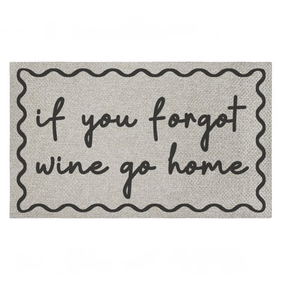 If You Forgot Wine Go Home Outdoor Door Mat, design by Lil' Rue, 18"x30"