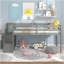 Lit mezzanine avec escalier, gris-745965265