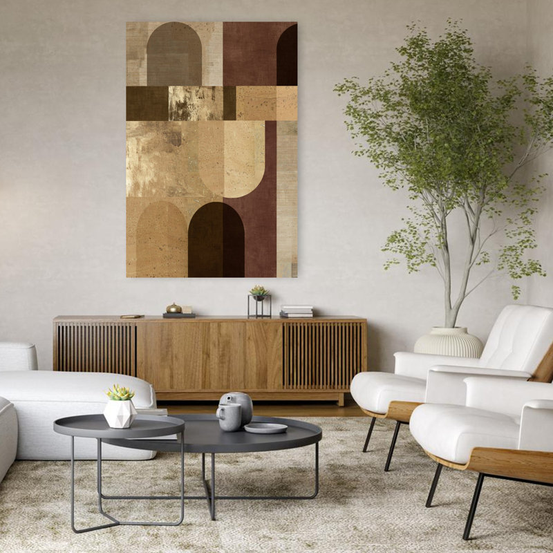 Golden Geo II, art abstrait géométrique moderne, H 48 po x l 32 po