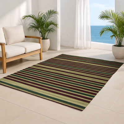 HorizontalStripes Brown Indoor and Outdoor Area Rug