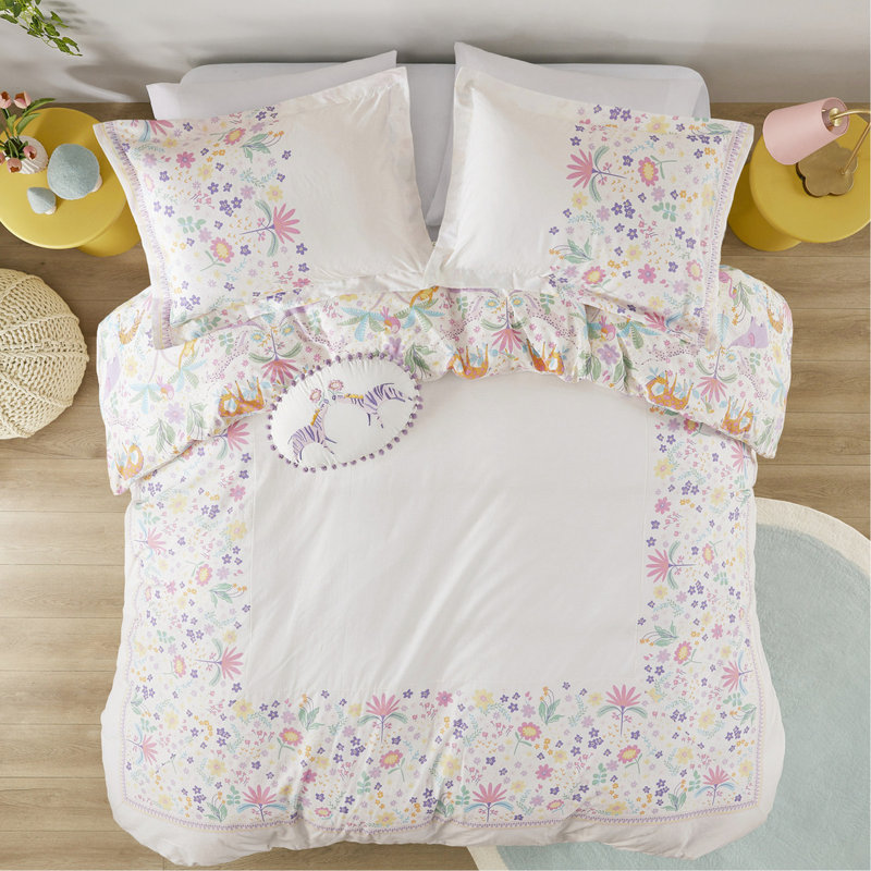 Housse de couette avec imprimé tigre et bordure florale pour chambre à coucher