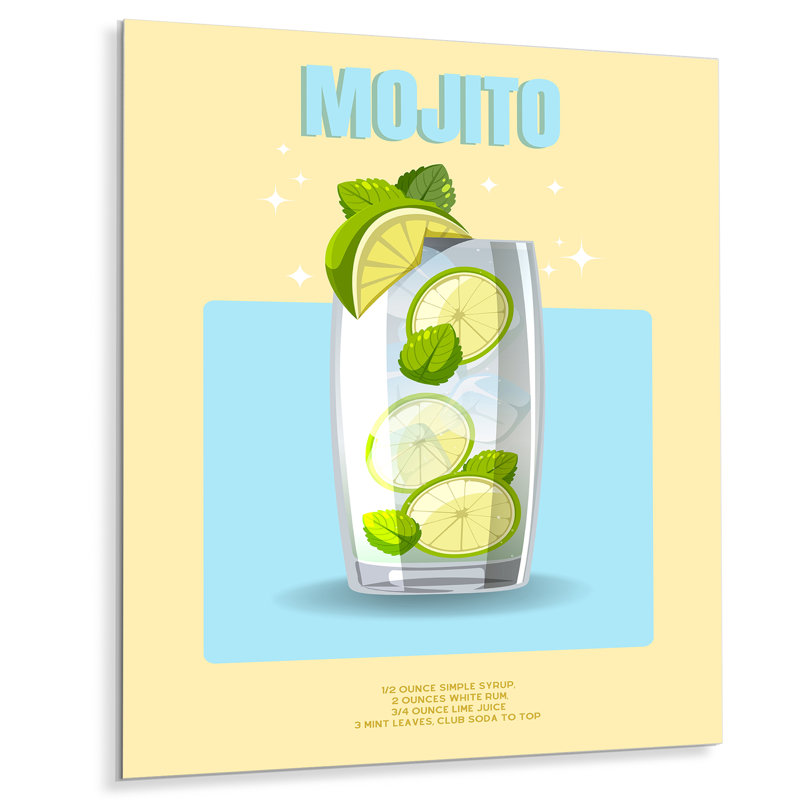 «Mid Century Lime Mojito Cocktail», impression d'art mural, H 20 po x l 12 po, Sans cadre
