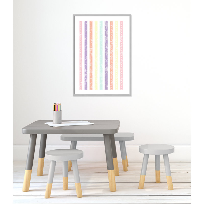 Adhésif décoratif Whimsical Stripe, H 35,5 po x l 25,5 po x P 1,1875 po, Encadré de boîte argent