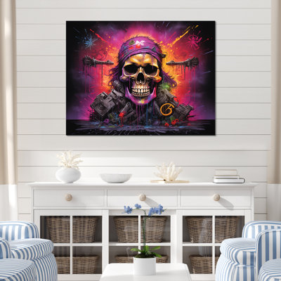 Drapeau pirate squelette - art mural pirate