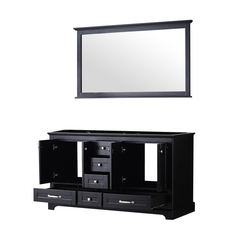 60 po L x P 22 po avec miroir de 58 po - deux armoires, six tiroirs et une tablette ouverte pour un rangement généreux