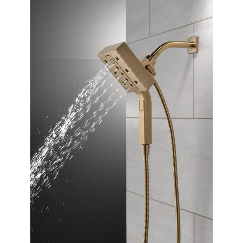 Pomme de douche double 1,75 GPM avec technologie H2Okinetic, Bronze champagne Lumicoat