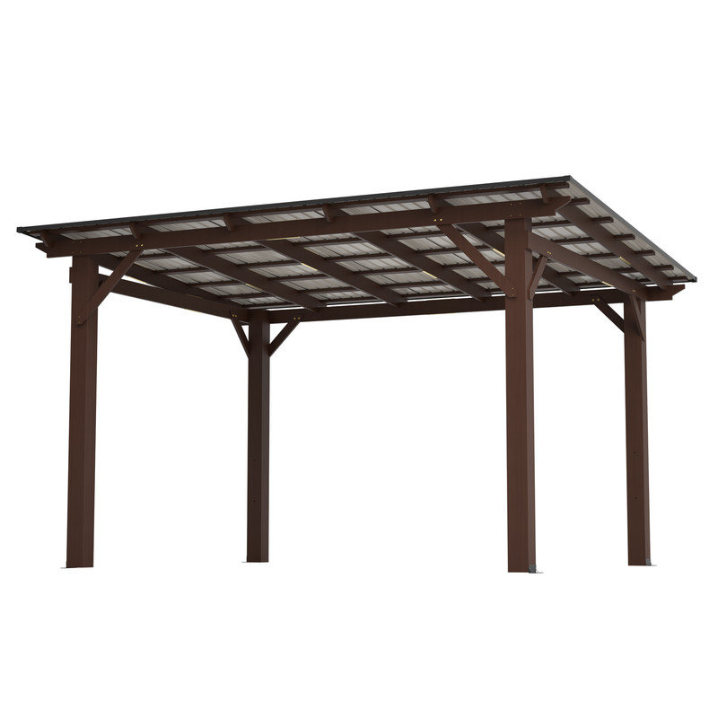 Abri de jardin en bois 13 x 10 pi, structure de toit en métal avec toit rigide pour l'extérieur