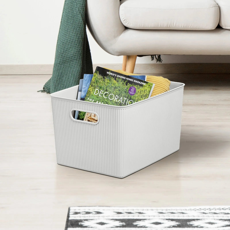 Storage Bin with Matching Lid, White
